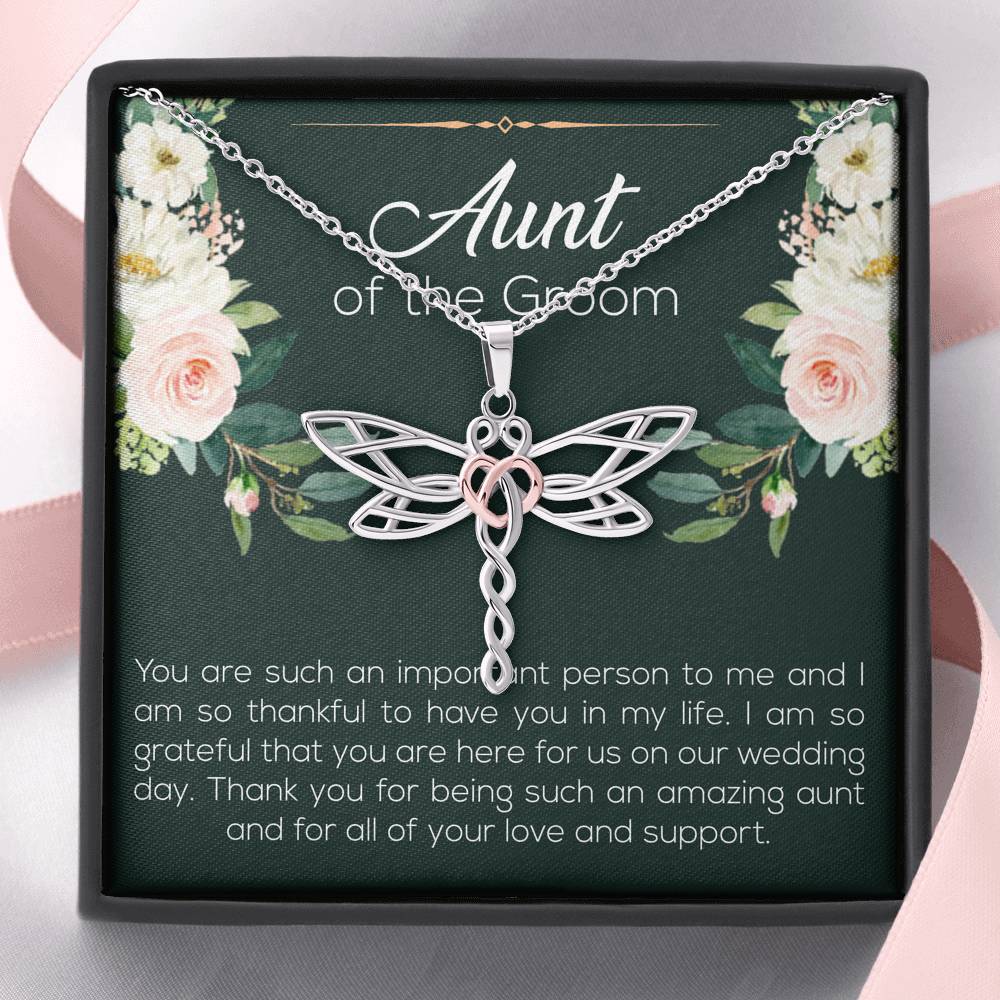 Aunt of the Groom Gifts, You're an Important Person To Me, Dragonfly Necklace For Women, Wedding Day Thank You Ideas From Groom