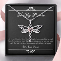Load image into Gallery viewer, To My Fiancée, I Am Lucky To Cross Your Path, Dragonfly Necklace For Women, Anniversary Birthday Valentines Day Gifts From Fiancé
