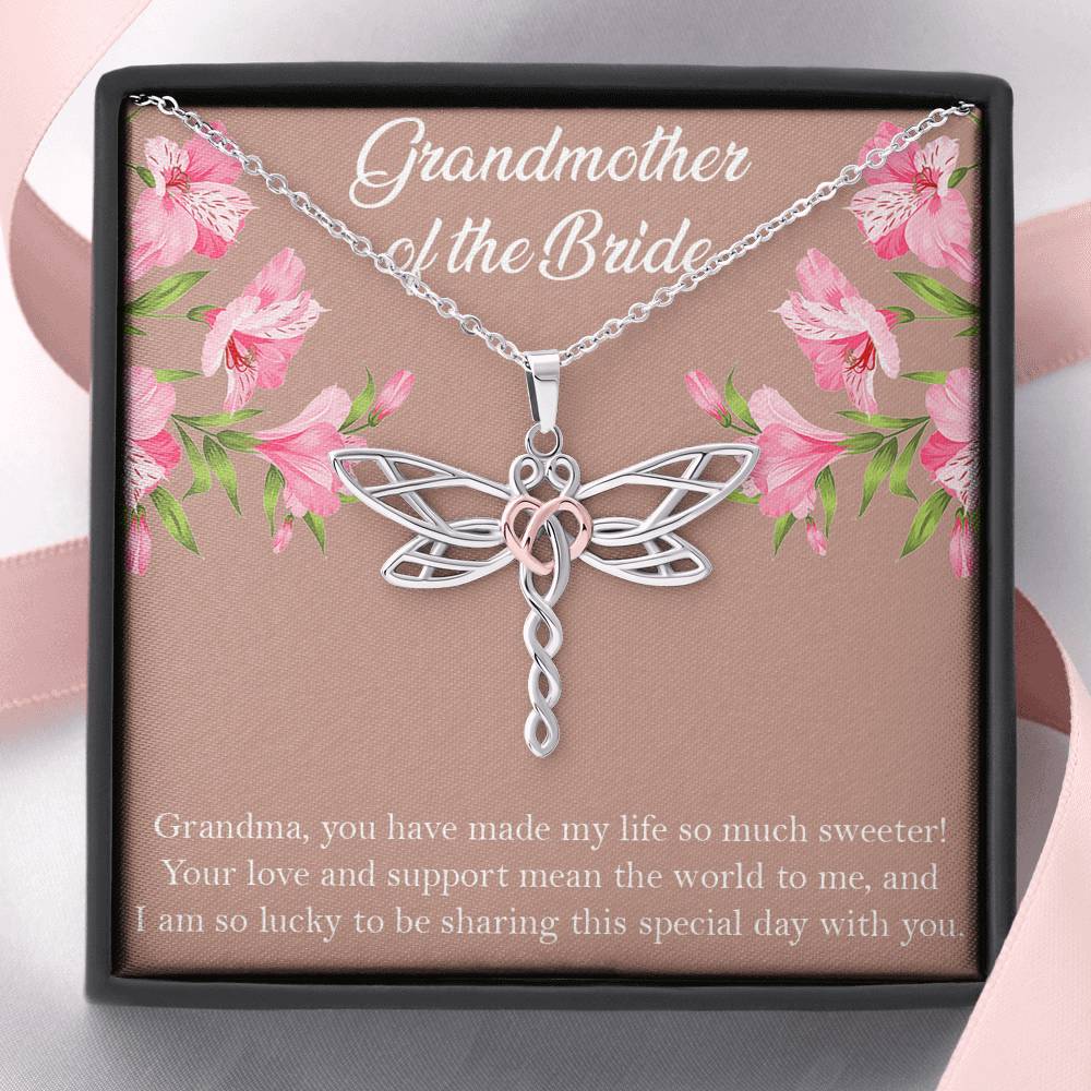 Grandmother of the Bride Gifts, You Made My Life Sweeter, Dragonfly Necklace For Women, Wedding Day Thank You Ideas From Bride