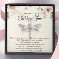 Load image into Gallery viewer, To My Sister-in-law Gifts, I Did Not Choose You, Dragonfly Necklace For Women, Birthday Present Idea From Sister
