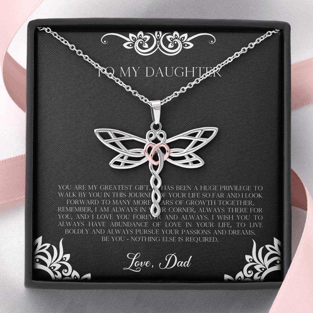 To My Daughter  Gifts, You Are My Greatest Gift, Dragonfly Necklace For Women, Birthday Present Idea From Dad