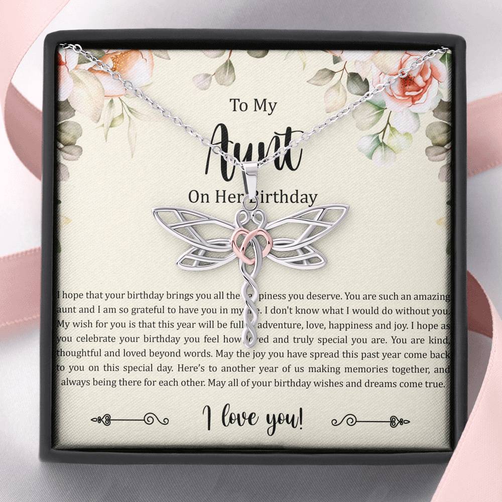 To My Aunt Gifts, Aunt on Her Birthday, Dragonfly Necklace For Women, Aunt Birthday Present From Niece Nephew