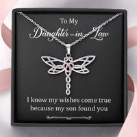 Load image into Gallery viewer, To My Daughter-in-law Gifts, I Know My Wishes Come True, Dragonfly Necklace For Women, Birthday Present Idea From Mother-in-law
