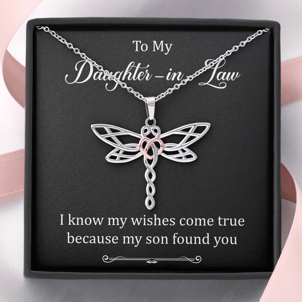 To My Daughter-in-law Gifts, I Know My Wishes Come True, Dragonfly Necklace For Women, Birthday Present Idea From Mother-in-law