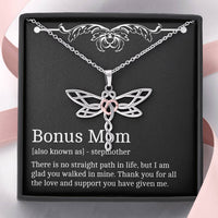 Load image into Gallery viewer, To My Bonus Mom Gifts, Thank You For All The Love, Dragonfly Necklace For Women, Birthday Mothers Day Present From Bonus Daughter
