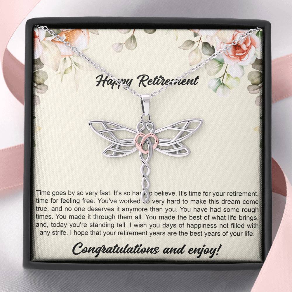 Retirement Gifts, Congratulations, Happy Retirement Dragonfly Necklace For Women, Retirement Party Favor From Friends Coworkers