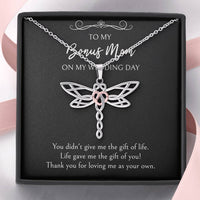 Load image into Gallery viewer, To My Bonus Mom Gifts, Thank You For Loving Me, Dragonfly Necklace For Women, Wedding Day Thank You Ideas From Bride
