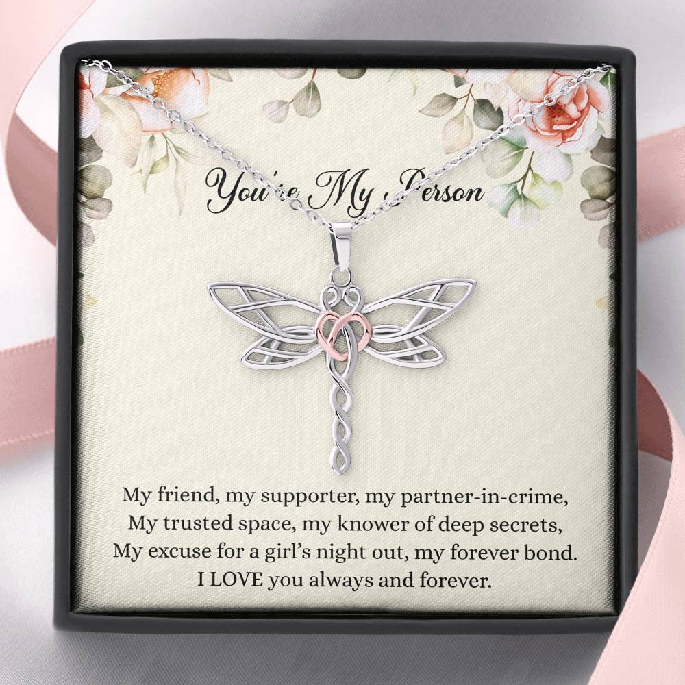 To My Best Friend Gifts, You're My Person, Dragonfly Necklace For Women, Birthday Present Idea From Bestie