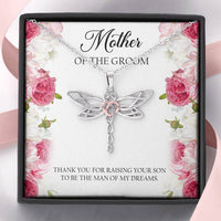 Load image into Gallery viewer, Mom of the Groom Gifts, Thank You For Raising Your Son, Dragonfly Necklace For Women, Wedding Day Thank You Ideas From Bride
