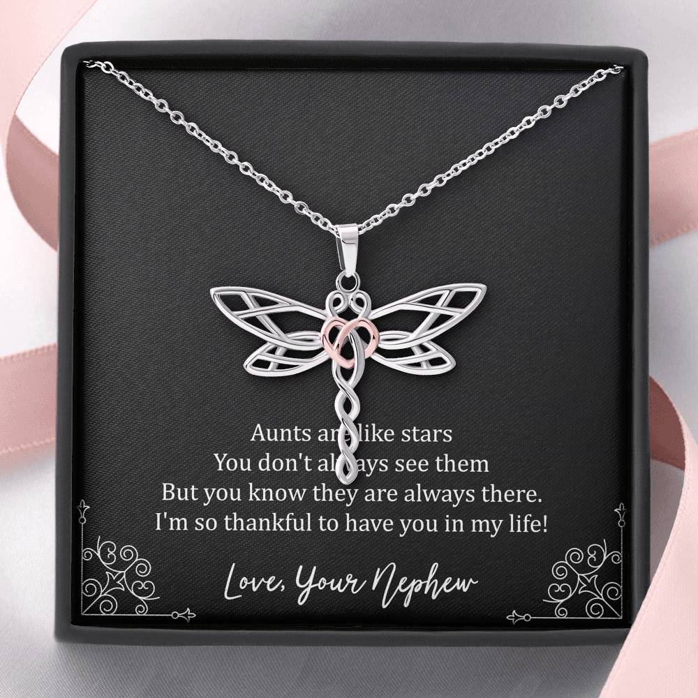 To My Aunt Gifts, Aunts Are Like Stars, Dragonfly Necklace For Women, Birthday Present Idea From Nephew