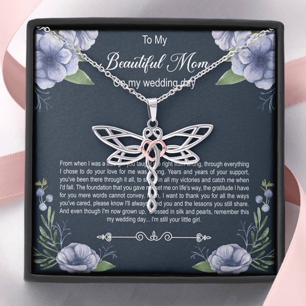 Mom of the Bride Gifts, You Thought Me Right From Wrong, Dragonfly Necklace For Women, Wedding Day Thank You Ideas From Bride