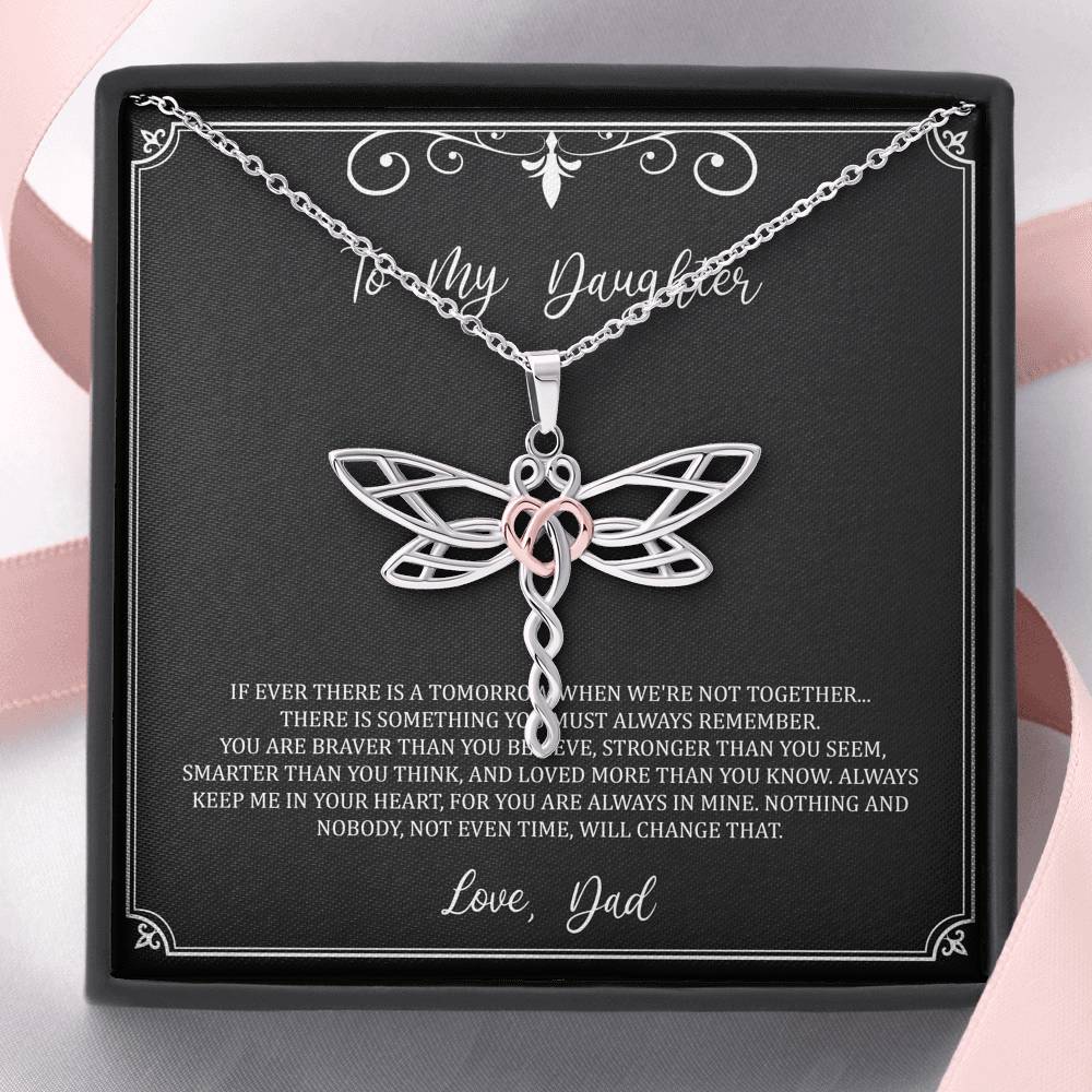 To My Daughter  Gifts, You Are Braver Than You Believe, Dragonfly Necklace For Women, Birthday Present Idea From Dad
