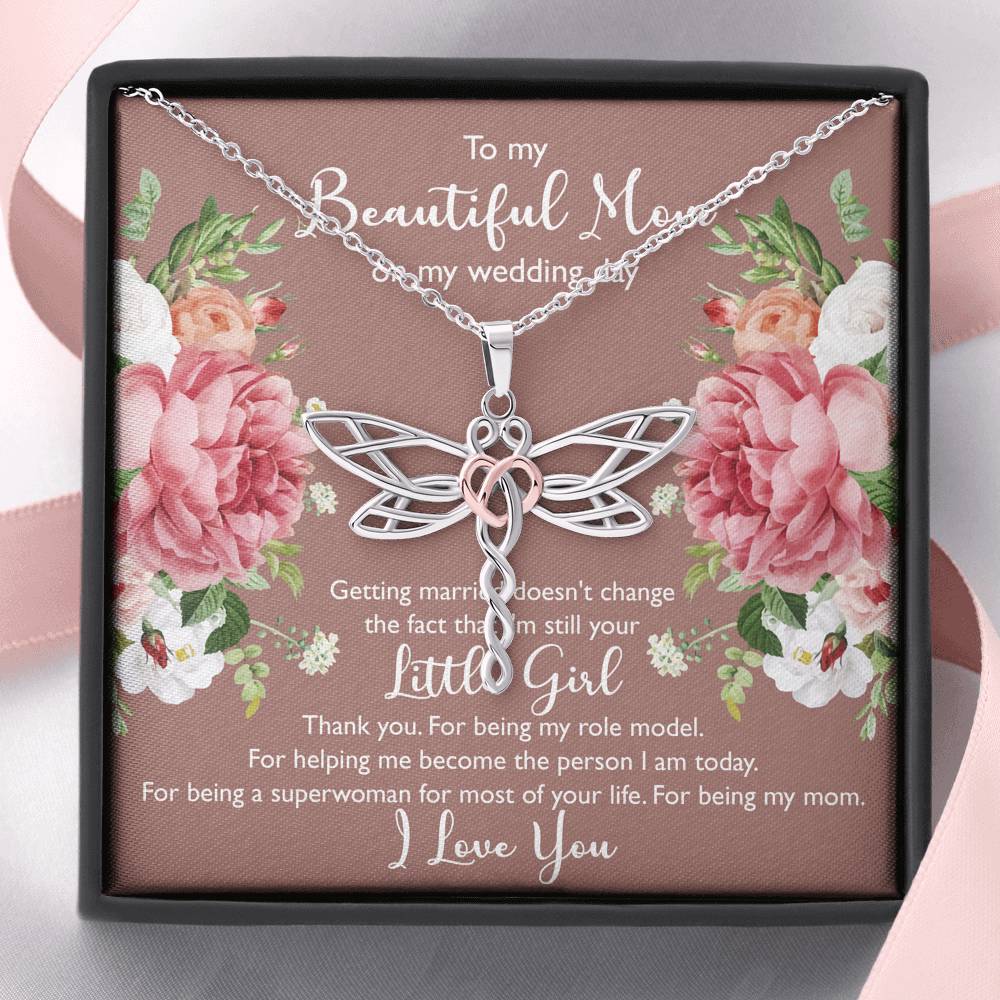 To My Mom Gifts, Thank You, Dragonfly Necklace For Women, Wedding Day Thank You Ideas From Daughter