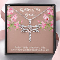 Load image into Gallery viewer, To My Mom of the Bride Gifts, Always Your Daughter, Dragonfly Necklace For Women, Wedding Day Thank You Ideas From Bride
