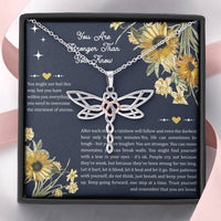 Load image into Gallery viewer, Encouragement Gifts, You Are Stronger, Motivational Dragonfly Necklace For Women, Sympathy Inspiration Friendship Present
