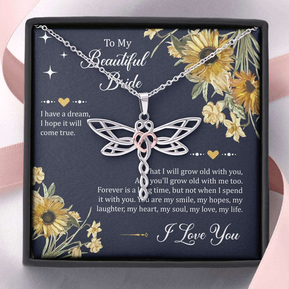To My Bride Gifts, I Have A Dream, Dragonfly Necklace For Women, Wedding Day Thank You Ideas From Groom