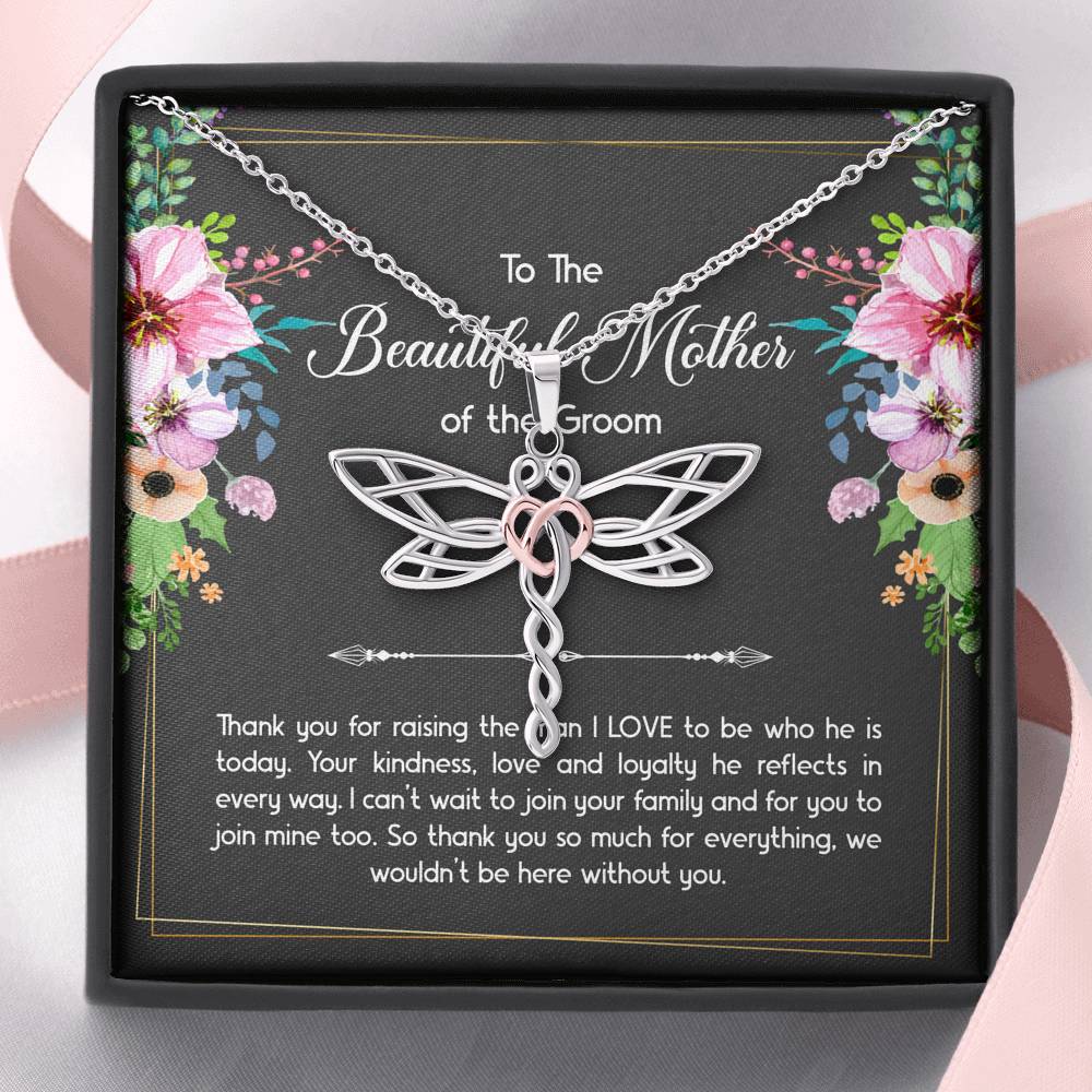Mom Of The Groom Gifts, Thank You For Raising The Man I Love, Dragonfly Necklace For Women, Wedding Day Thank You Ideas From Bride
