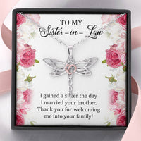 Load image into Gallery viewer, To My Sister-in-law Gifts, I Gained A Sister, Dragonfly Necklace For Women, Birthday Present Idea From Sister
