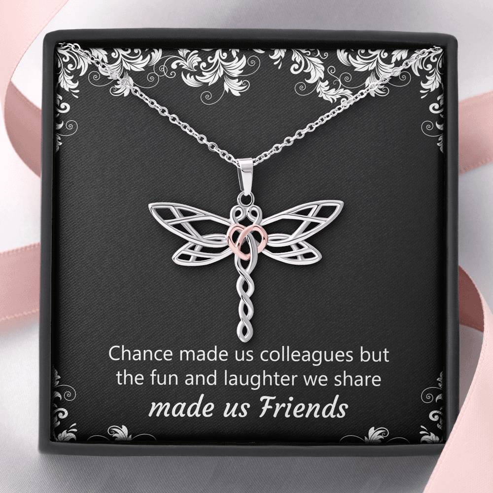 Retirement Gifts, Chance Made Us Colleagues, Happy Retirement Dragonfly Necklace For Women, Retirement Party Favor From Coworkers