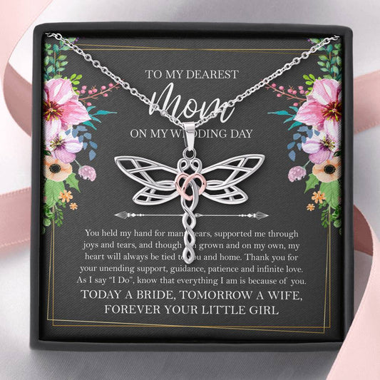 Mom of the Bride Gifts, You Held My Hand for Many Years, Dragonfly Necklace For Women, Wedding Day Thank You Ideas From Bride