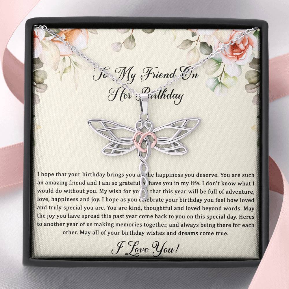 Birthday Gifts For Women, May Your Wishes Come True, Dragonfly Necklace, Happy Birthday Message Card Jewelry For Friend