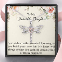 Load image into Gallery viewer, To My Bride  Gifts, Best Wishes, Dragonfly Necklace For Women, Wedding Day Thank You Ideas From Mom
