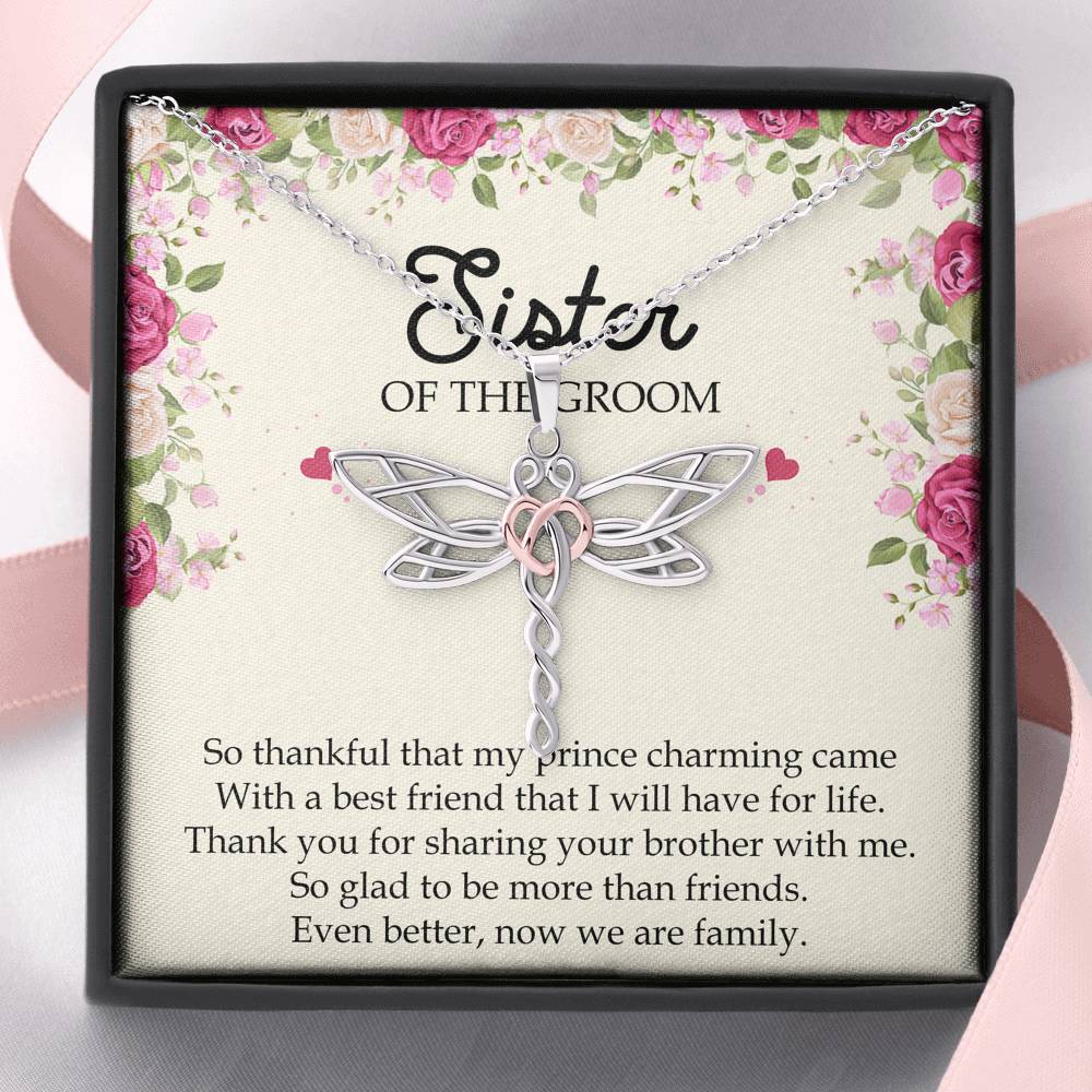Sister Of The Groom Gifts, So Glad To Be More Than Friends, Dragonfly Necklace For Women, Wedding Day Thank You Ideas From Bride