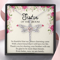 Load image into Gallery viewer, Sister Of The Groom Gifts, So Glad To Be More Than Friends, Dragonfly Necklace For Women, Wedding Day Thank You Ideas From Bride
