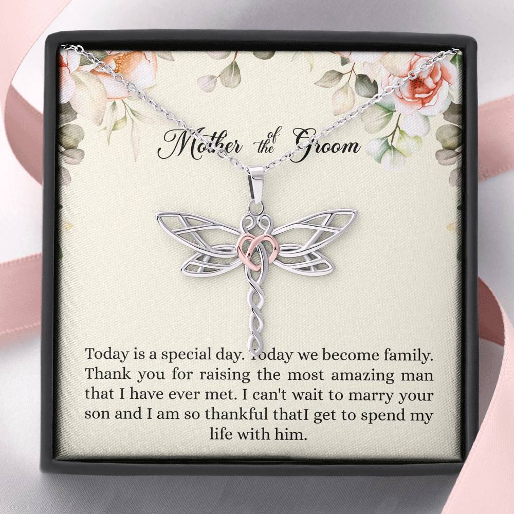 Mom of the Groom Gifts, I Can't Wait To Marry Your Son, Dragonfly Necklace For Women, Wedding Day Thank You Ideas From Bride