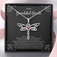 Load image into Gallery viewer, To My Bride Gifts, You Are The One For Me, Dragonfly Necklace For Women, Wedding Day Thank You Ideas From Groom
