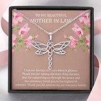 Load image into Gallery viewer, To My Mother-in-Law Gifts, I Can See His Face In Yours, Dragonfly Necklace For Women, Birthday Mothers Day Present From Daughter-in-law

