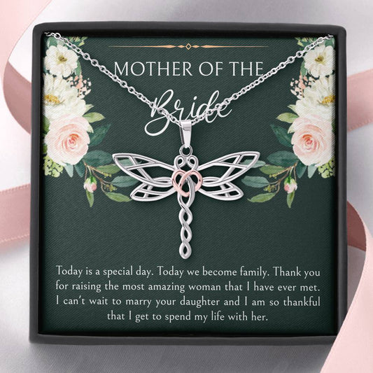 Mom of the Bride Gifts, Today We Become Family, Dragonfly Necklace For Women, Wedding Day Thank You Ideas From Groom