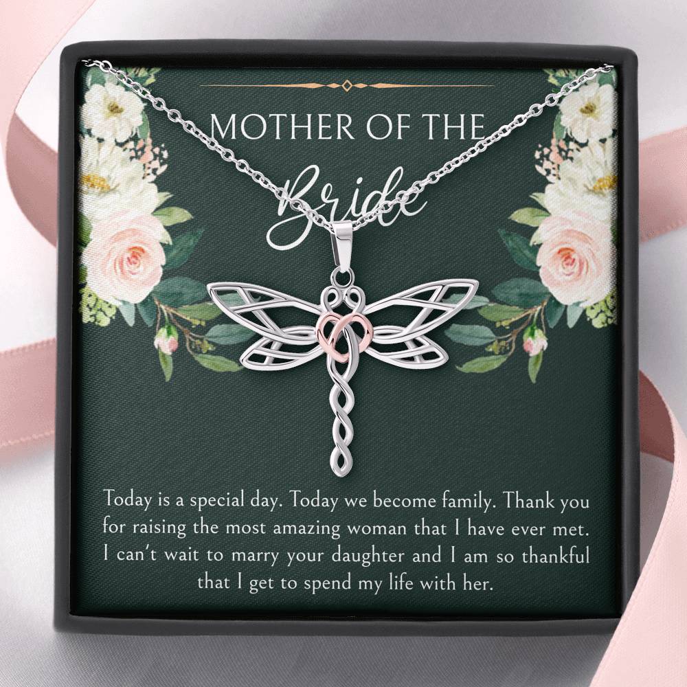 Mom of the Bride Gifts, Today We Become Family, Dragonfly Necklace For Women, Wedding Day Thank You Ideas From Groom