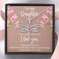 Load image into Gallery viewer, To My Daughter Gifts, Never Forget How Much I Love You, Dragonfly Necklace For Women, Birthday Present Ideas From Mom Dad
