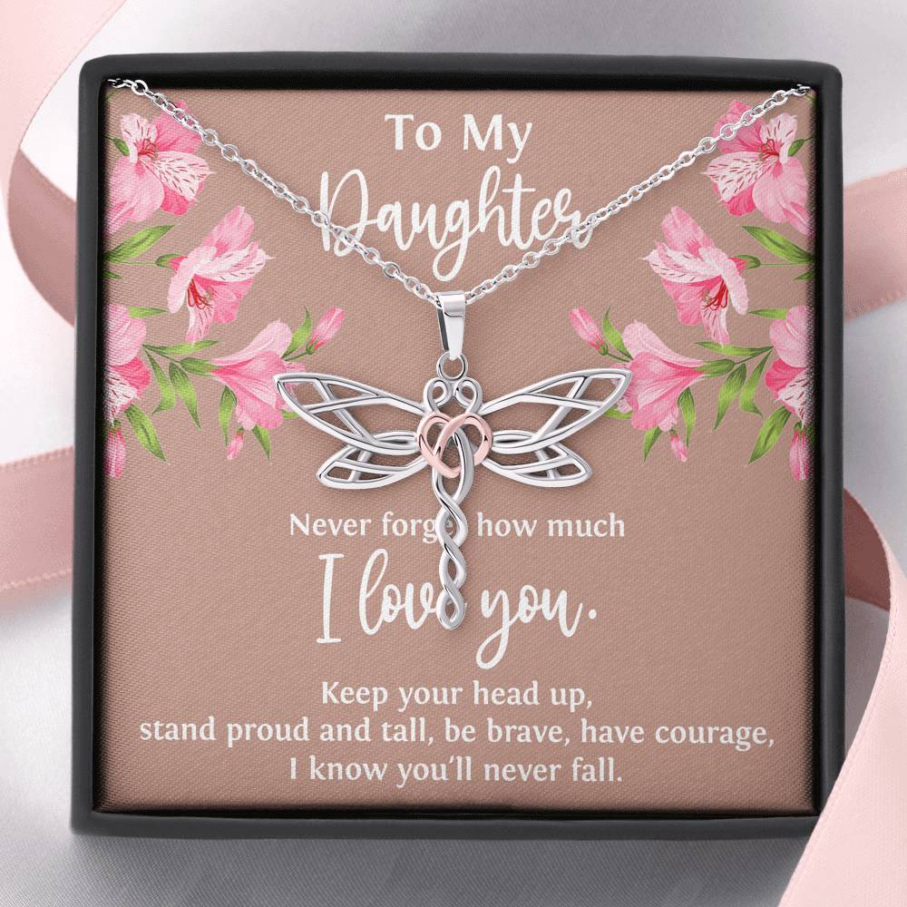 To My Daughter Gifts, Never Forget How Much I Love You, Dragonfly Necklace For Women, Birthday Present Ideas From Mom Dad