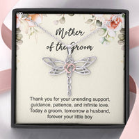 Load image into Gallery viewer, Mom Of The Groom Gifts, Thank You For Your Unending Support, Dragonfly Necklace For Women, Wedding Day Thank You Ideas From Groom
