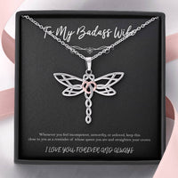 Load image into Gallery viewer, To My Badass Wife, Whenever You Feel Incompetent, Dragonfly Necklace For Women, Anniversary Birthday Valentines Day Gifts From Husband
