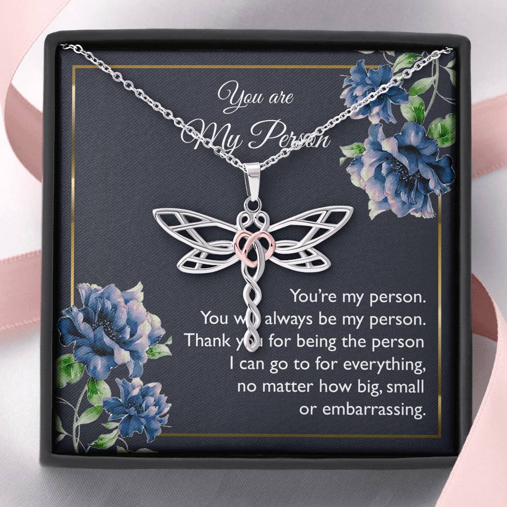 To My Girlfriend, You Are My Person, Dragonfly Necklace For Women, Anniversary Birthday Gifts From Boyfriend