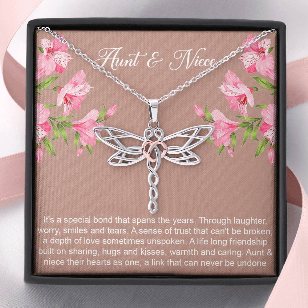 To My Aunt Gifts, Special Bond, Interlocking Heart Necklace For Women, Aunt Birthday Present From Niece