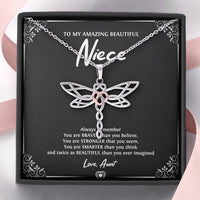 Load image into Gallery viewer, To My Niece  Gifts, Always Remember, Dragonfly Necklace For Women, Birthday Present Idea From Aunt
