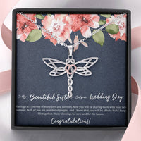Load image into Gallery viewer, Bride Gifts, Marriage Is A Journey, Dragonfly Necklace For Women, Wedding Day Thank You Ideas From Sister
