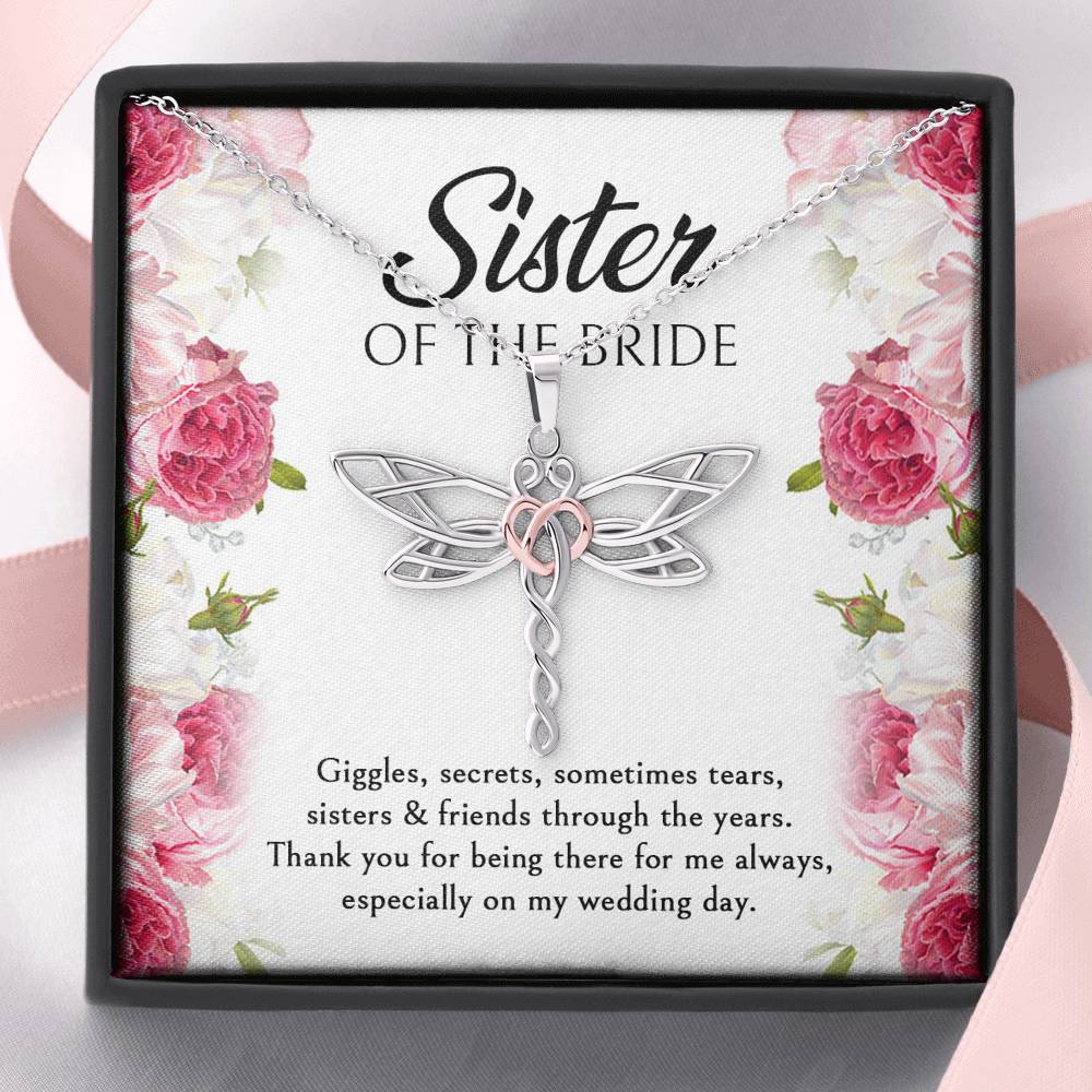 Sister of the Bride Gifts, Thanks For Being There, Dragonfly Necklace For Women, Wedding Day Thank You Ideas From Bride