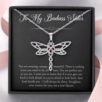 Load image into Gallery viewer, To My Badass Sister Gifts, You Are Amazing, Dragonfly Necklace For Women, Birthday Present Ideas From Sister Brother
