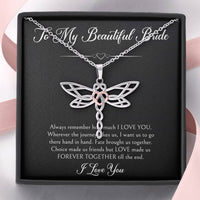 Load image into Gallery viewer, To My Bride Gifts, Forever Together Till The End, Dragonfly Necklace For Women, Wedding Day Thank You Ideas From Groom
