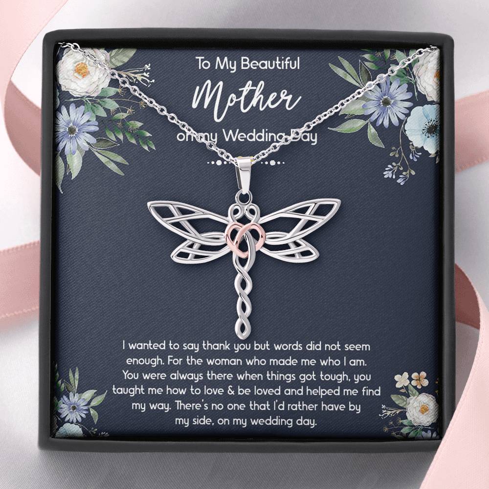 To My Mom of the Bride Gifts, I Wanted To Say Thank You, Dragonfly Necklace For Women, Wedding Day Thank You Ideas From Bride