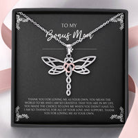 Load image into Gallery viewer, To My Bonus Mom Gifts, You Mean The World To Me , Dragonfly Necklace For Women, Birthday Mothers Day Present From Bonus Daughter
