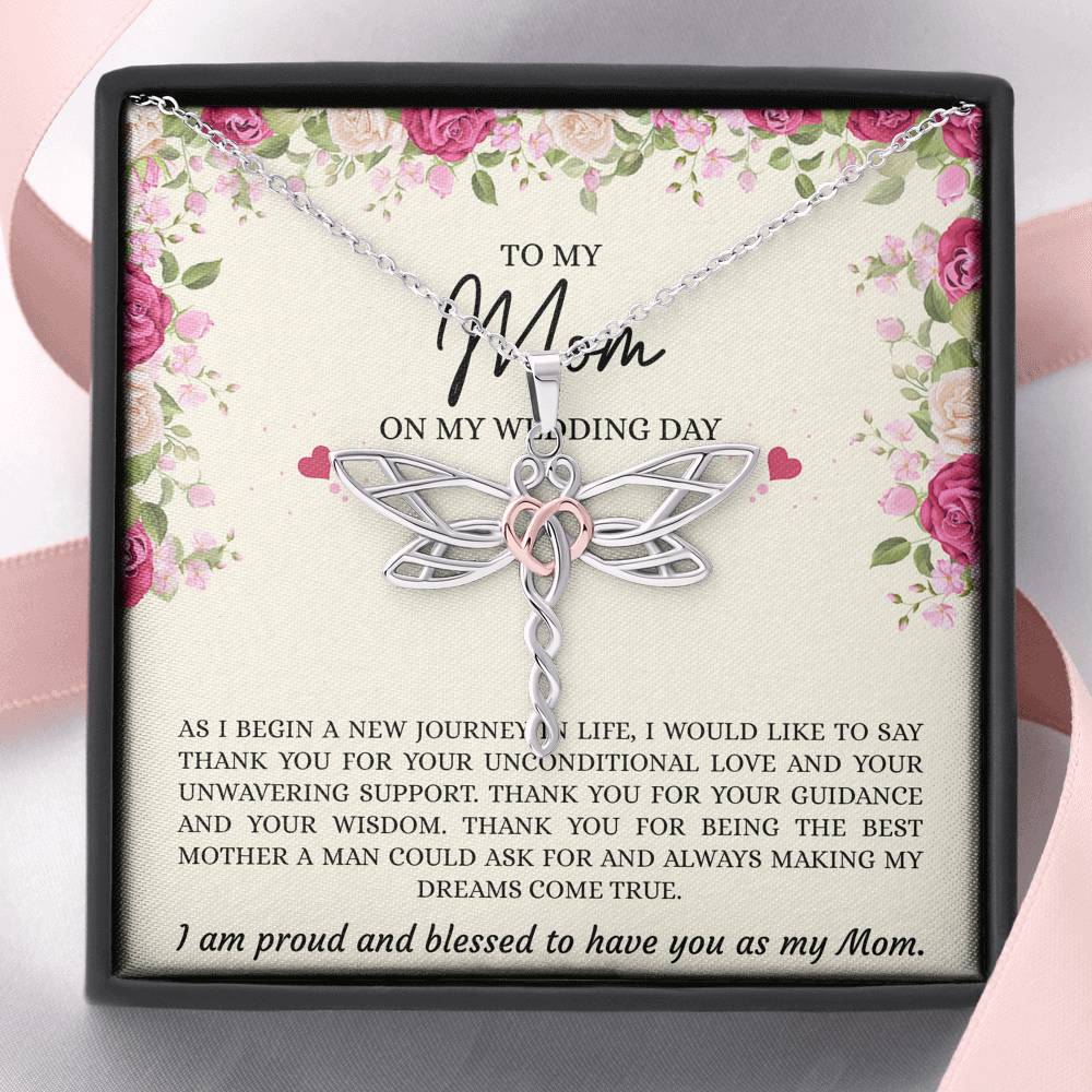 Mom of the Groom Gifts, I Am Proud And Blessed To Have You, Dragonfly Necklace For Women, Wedding Day Thank You Ideas From Groom