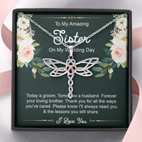 Load image into Gallery viewer, Sister Of The Groom Gifts, Forever Your Loving Brother, Dragonfly Necklace For Women, Wedding Day Thank You Ideas From Groom

