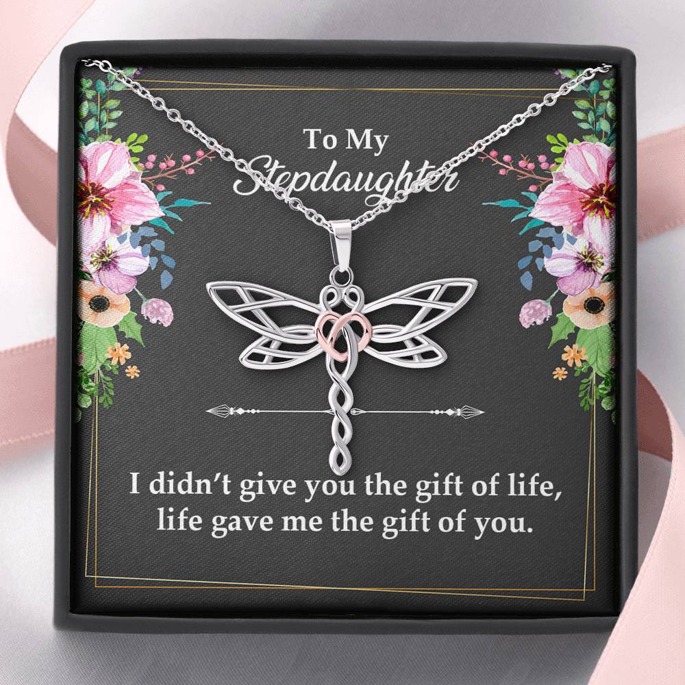 To My Stepdaughter Gifts, I Didn’t Give You The Gift Of Life, Dragonfly Necklace For Women, Birthday Present Idea From Stepmom Stepdad