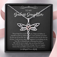 Load image into Gallery viewer, To My Badass Daughter Gifts, Never Forget How Much I Love You, Dragonfly Necklace For Women, Birthday Present Idea From Mom
